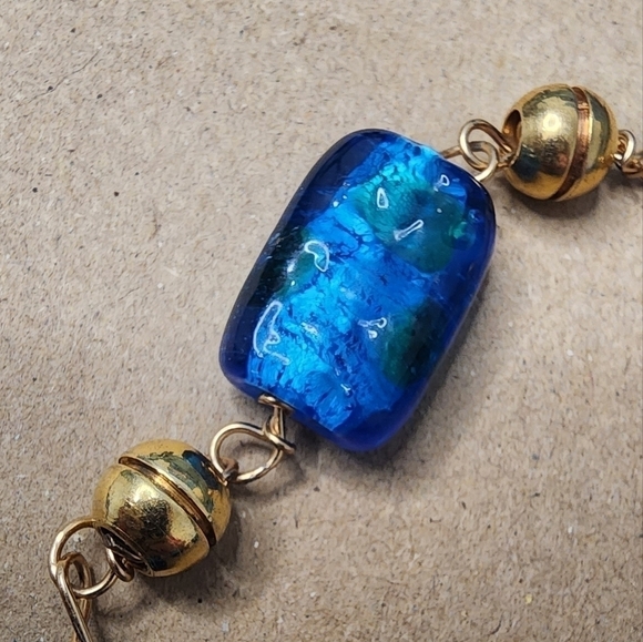 Set of statements bracelets, gold with Murano Glass & silver with turquoise bead - Picture 6 of 7